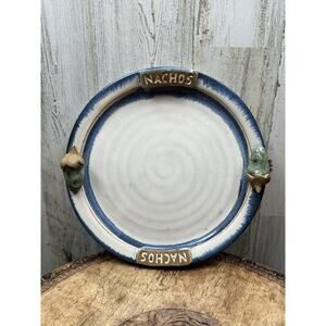 Pottery Serving Plate Nachos 3D Jalapeños Handles Signed Appetizer Party Mexican